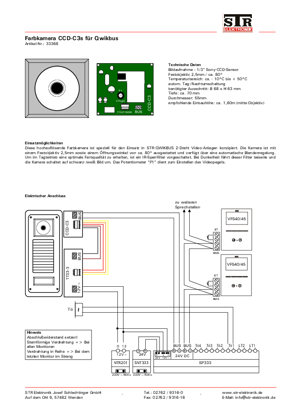 CCD-C3s Kugelkamera-Baustein