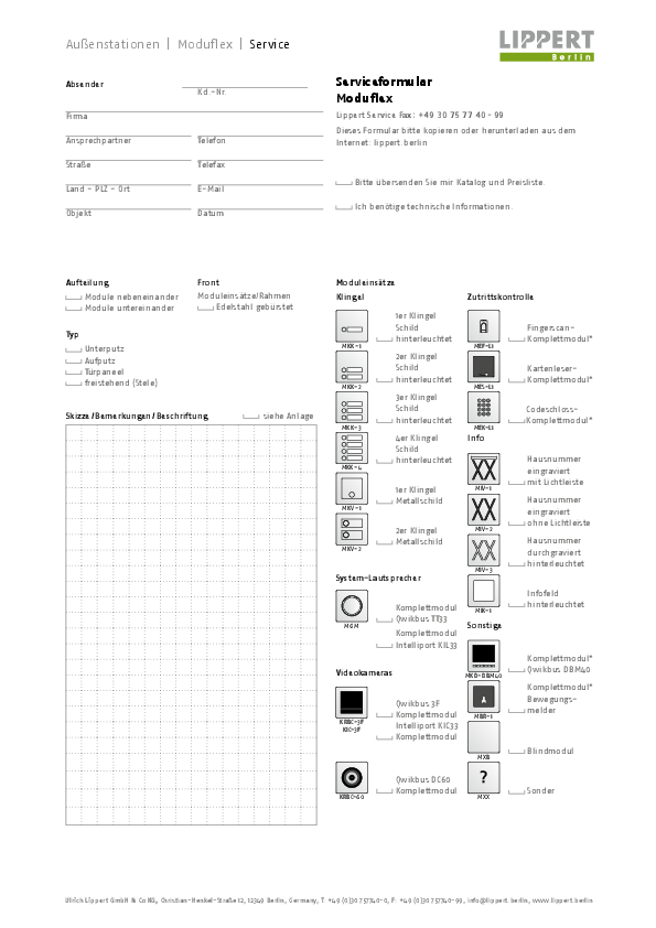 Moduflex Serviceformular