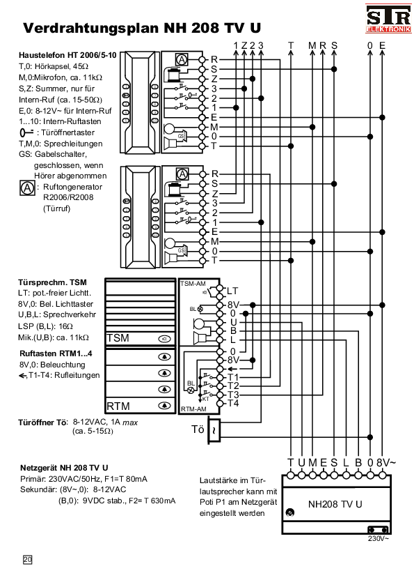 NH208TVU Schaltplan und Fehlersuche