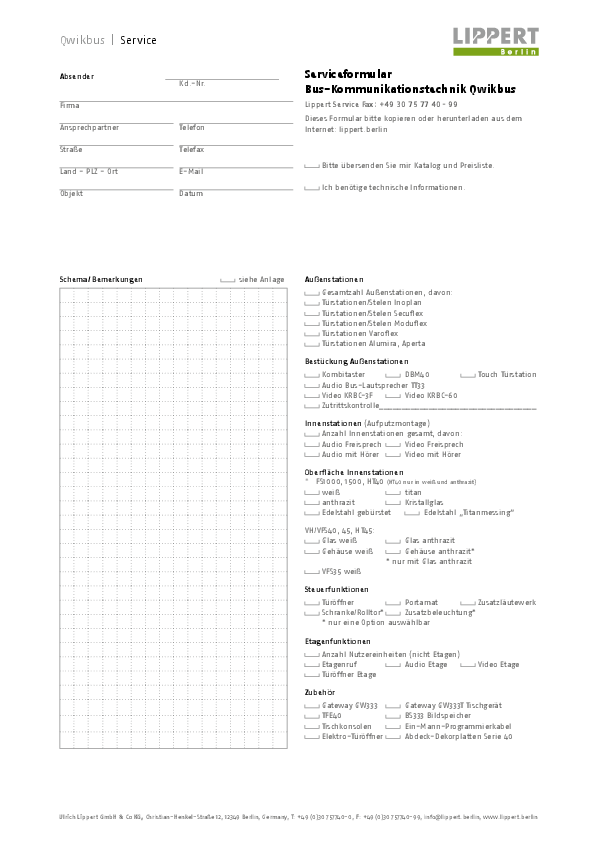 Qwikbus Serviceformular