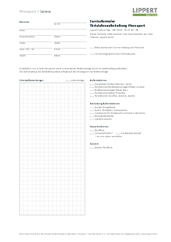 Phoneport Serviceformular