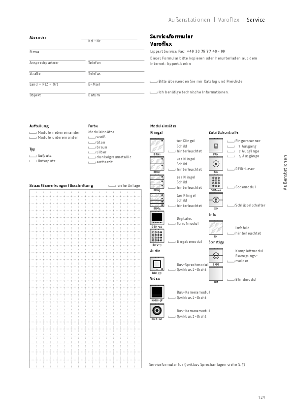 Varoflex Serviceformular